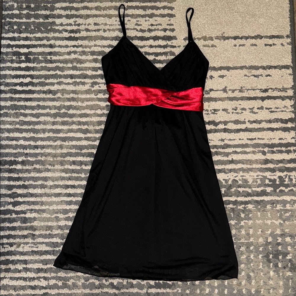 Iz Byer Black Dress with Red Accent